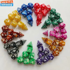 다채로운 진주 패턴 다면체 주사위 번호 주사위 키트, DND PRTG RPG 러닝 팀 테이블 보드 게임 Dnd 주사위 세트, 세트당 7 개
