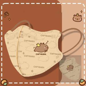 10PCS 만화 Capybara 어린이 마스크 Ani-uv 야외 양산 마스크 3-12 년 어린이를위한 안티 꽃가루 방진 얼굴 베일