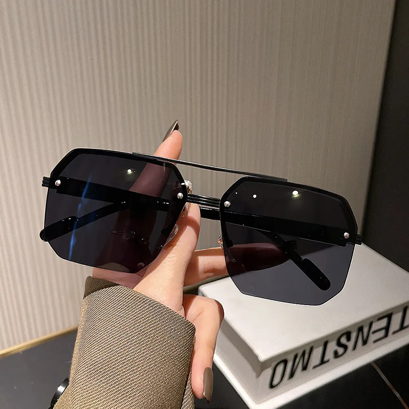 2025 신상 남성용 선글라스 폴리곤 하프 프레임 안경 에비에이터 안경 UV 차단 자외선 차단