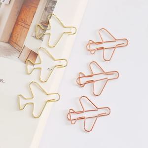 20 Pcs 비행기 종이 클립 귀여운 로즈 골드 비행기 클립 북마크 사진 메모 티켓 홀더 사무실 학교 용품 장식