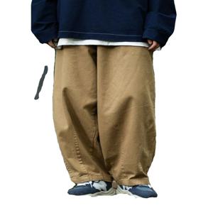 레트로 일본 디자인 단색 밴딩 스트레이트 레그 워크 팬츠 남녀 공용 루즈 와이드 레그 캐주얼 팬츠