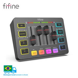 FIFINE USB 게이밍 믹서, XLR 마이크 인터페이스, 48V 팬텀 파워, RGB, 팟캐스팅 스트리밍용 사운드 카드, AmpliGame SC3
