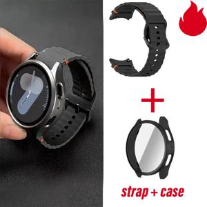 케이스 + 스트랩 삼성 갤럭시 시계 7 6 5 4 40mm 44mm 실리콘 공식 밴드 PC 보호 커버 범퍼 갤럭시 시계 7 액세서리