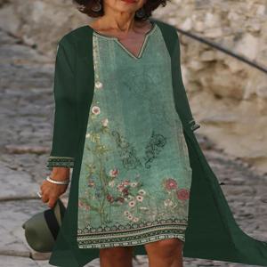 플러스 사이즈 여성용 빈티지 꽃 프린트 맥시 원피스, 플로리 웨딩 하객 미디 원피스, 보호 2 피스