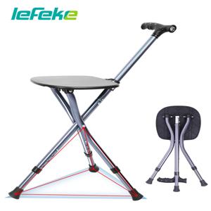 Lefeke 워킹 스틱 스툴 접이식 지팡이, 좌석 쿠션 포함, 다리 재활 시니어용 경량 조절 접이식 목발