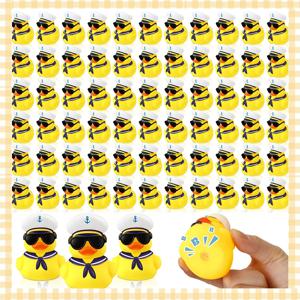 12/24pcs 선글라스와 크루즈 오리 선물 대량 고무 오리 작은 항해 장난감 생일 파티 호의에 대한 삐걱 거리는 해상 선박 장난감