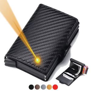 조각 이름 탄소 섬유 미니 팝업 지갑 맞춤 선물 Rfid 카드 고품질 남성 지갑 12 카드 소지자 작은 돈 가방