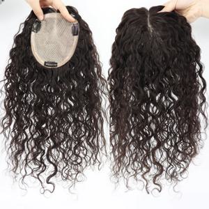 실크 베이스 토퍼 버진 유럽 헤어 웨이브 헤어피스 천연 두피 룩 실크 탑 헤어 커버(여성용 PU 클립 포함)