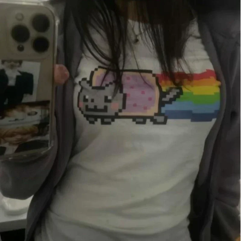 귀여운 2000년대 감성 레터 프린트 티셔츠 Y2K 여성용 스타 탑 하라주쿠 레트로 패션 고딕 탑 여성 의류 그래픽