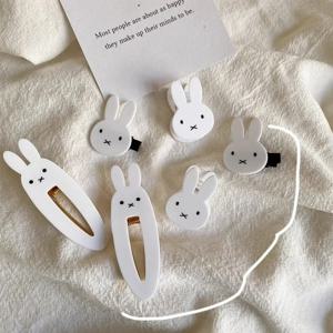 귀여운 토끼 카와이 인 헤어 장식 클립 공주 앞머리 클립 달콤한 멋진 동물 Y2K 성격 머리 장식 학생 소녀 선물