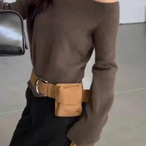 레트로 프로스트 벨트 스퀘어 플립 커버 웨이스트 백 패션 액세서리 인기 네트워크 매칭 PU 소재 체스트 백