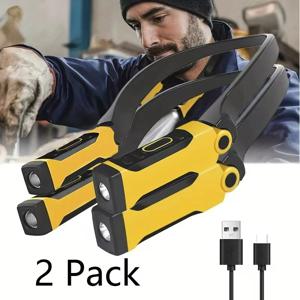 2팩 충전식 LED 목 독서등 독서, 뜨개질, 캠핑 및 수리용 밝기 레벨 2개 Led 작업등