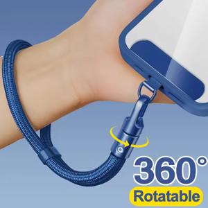 360도 회전식 전화 손목 스트랩 아이폰 삼성 교수형 코드 클립에 대한 테더 탭이있는 조정 가능한 짧은 전화 끈