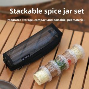 야외 조미료 병 세트 휴대용 여행 피크닉 조미료 상자 캠핑 조미료 항아리 바베큐 조미료 작은 그릇