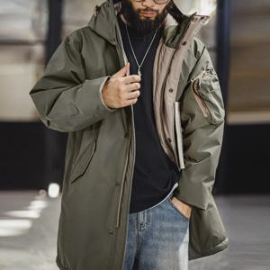 메이든 빈티지 남성용 M-51 피쉬테일 파카 중간 길이 화이트 덕 다운 충전재 재킷 방수 겨울용 따뜻한 트렌치 코트