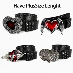 로즈 오일 드리핑 하트 모양 벨트 리벳 장식 펑크 플러스 사이즈 청바지 벨트 남녀 공용 고딕 스트리트 와이드 웨이스트밴드