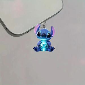 애니메이션 릴로 스티치 아크릴 폰 방진 플러그 아이폰 타입-C 안드로이드 충전 포트 먼지 방지 장식 생일 선물