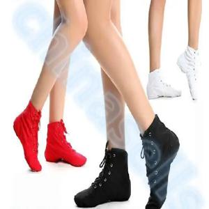 1 쌍 성인 키즈 재즈 댄스 신발 레이스 업 부츠 여성 재즈 스니커즈 댄스 신발 소프트 경량 재즈 부츠 발레 신발
