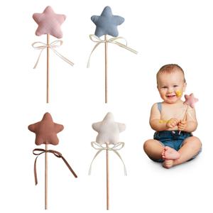 1PC 아기 나무 스타 마술 지팡이 딸랑이 놀이 체육관 Teether 장난감 신생아 생일 파티 사진 소품 몬테소리 장난감 아이 선물