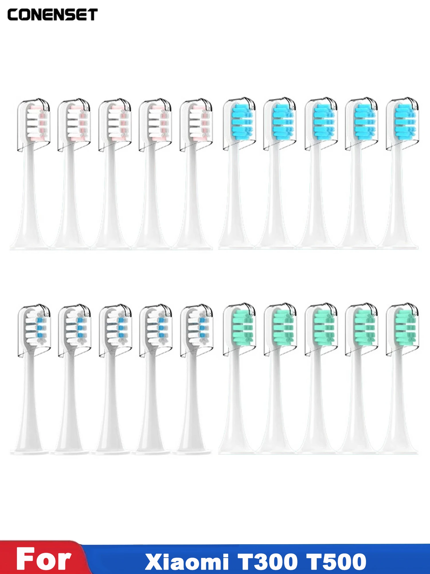 Xiaomi Mijia T300 T301 T500 소닉 전동 칫솔 헤드 듀폰 소프트 브리 슬 노즐 용 4pcs 교체 브러시 헤드