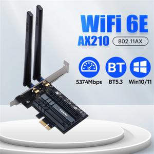 FENVI WiFi 6E AX210 PCIE WiFi 어댑터 5374Mbps 802.11AX Bluetooth 5.3 트라이 밴드 2.4G/5G/6Ghz 무선 카드 PC Win10/11 용