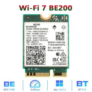 BE200 무선 네트워크 카드 용 WiFi 7 Bluetooth 5.4 WiFi BE200NGW NGFF 어댑터 Win10/11 PC 용 802.11AX 2.4G/5G/6GHz