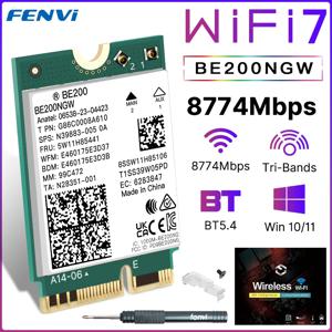 FENVI 무선 네트워크 어댑터, BE200 와이파이 7 카드, 블루투스 5.4 트라이 밴드, 2.4G, 5G, 6GHz, M.2, PC 윈도우 10, 11, 와이파이 6E