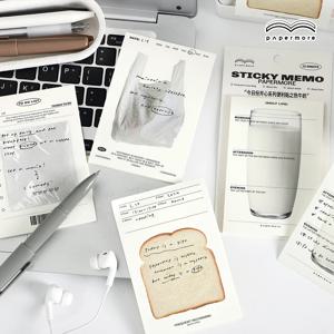 ​ 30 매 아침 식사 시리즈 카와이 스티커 메모 단순 귀여운 메모 패드 메시지 용지 학생 할 일 목록 노트 학교 문구