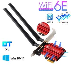 FENVI WiFi 6E AX210 5GHz PCIE 어댑터 5374Mbps BT5.3 트라이 밴드 2.4G/5G/6Ghz 802.11AX 무선 네트워크 Wi-Fi 카드 PC Win 10/11용