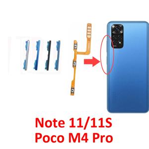 Xiaomi Redmi Note 11 전화의 경우 새로운 전원 볼륨 버튼 켜기 끄기 위 아래 키 Note 11S Poco M4 Pro 4G 용 내부 플렉스 케이블 부품