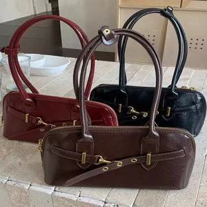 여성을위한 오리지널 레트로 핸드 헬드 통근 가방 대용량 겨드랑이 가방 볼링 가방 트렌디 한 숄더 백 핸드백 토트 백