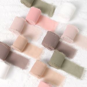 5m/롤 닳은 실크 리본 가장자리 주름 쉬폰 수제 찢어진 웨딩 파티 꽃 꽃다발 선물 포장 장식 DIY 공예