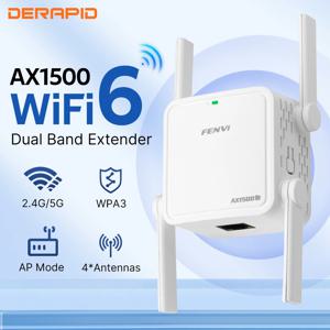 Fenvi WiFi 6 리피터 AX1500Mbps 듀얼 밴드 2.4GHz/5GHz 무선 범위 확장기 신호 부스터 EU/US 플러그 홈 오피스 증폭기