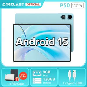 Teclast P50 2025 태블릿 안드로이드 15 11인치 IPS 90Hz 20GB(8GB+12GB) 램 128GB 저장용량 T606 8코어 7000mAh 4G LTE GPS Widevine L1 타입-C