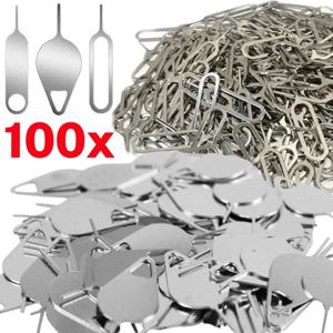 10-100개 금속 SIM 카드 트레이 오픈 핀 니들 키 도구 (아이폰 16 15 삼성 샤오미 애플 아이패드 등 모든 휴대폰용)