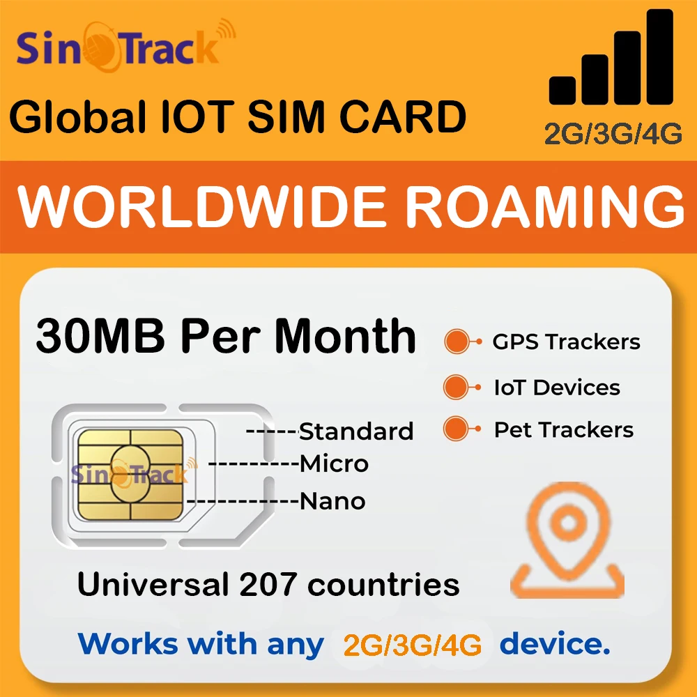 SinoTrack 글로벌 M2M 1년 카드 SIM 카드 2G 3G 4G 월 30MB GPS 트래커 추적 장치 스마트 IoT SIM 카드 ST-901L J16
