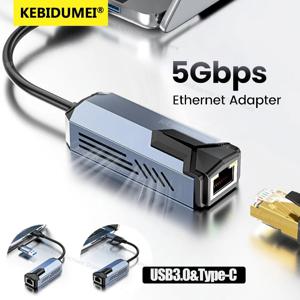 5000Mbps USB 네트워크 카드 5Gbps 고속 유선 어댑터 USB3.0 타입-C에서 RJ45 이더넷 컨버터 허브 맥북 노트북 PC용