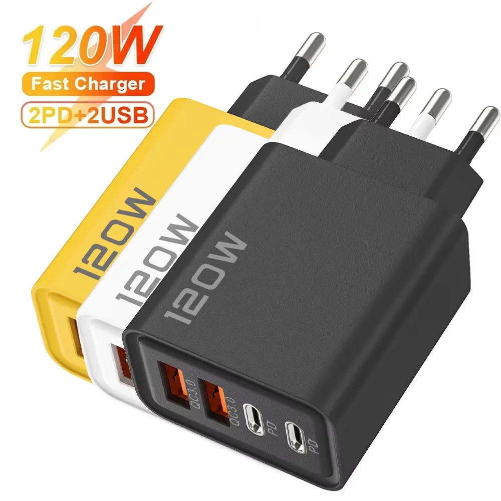 120W 고속 충전 PD USB 타입-C 벽 어댑터 퀵 차저 아이폰 16/15/14 샤오미 화웨이 레드미 원플러스 폰 충전기