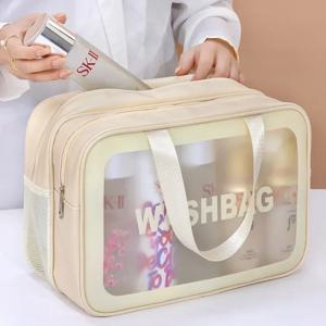 건식 습식 분리 스포츠 수영 보관 가방 휴대용 피트니스 가방, 투명 방수 주머니 화장품 주최자 여행 가방