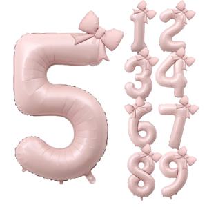 1Pc 대형 40 인치 번호 핑크 호일 풍선 활 1 2 3 4 5 6 7 8 9 아이 소년 소녀 생일 파티 베이비 샤워 장식