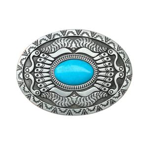 웨스턴 데님용 재고 있는 아연 합금 청록색 벨트 버클