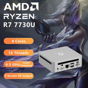 4코어 8스레드 3.6GHz TDP 15W WIFI6 DIY 게이밍 GenMachine AMD Ryzen 3 7330U 7530U 7730U DDR4 3200Mhz RAM 윈도우 11 미니 PC