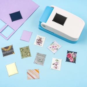 1X0.8인치 직사각형 우표 펀치, 종이 공예 스크랩북 DIY 카드용 스칼럽 직사각형 레버 액션 펀치