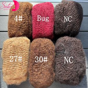 컬러드 30/50g 팩 4C 아프로 킨키 인모 벌크 10-18인치 100% 인모 부드러운 아프로 킨키 벌크 (로크스 익스텐션/트위스트/브레이드용)