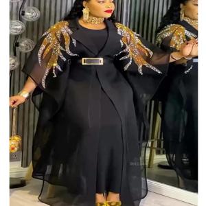 여성용 아프리카 의류 2종 세트, 다쉬키 다이아몬드 의상 가운 플러스 사이즈 이브닝 웨딩 파티 드레스 카프탄 부부 로브
