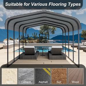 핫세일 중량급 12*20피트 금속 카포트 키트, 아연도금 강철 지붕, 야외 보관용 카포트, 주택용 강철 구조물