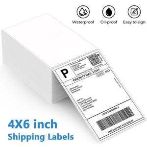 4X6 인치 열전사 라벨지 100/500매 접착식 열전사 배송 라벨 DHL UPS 익스프레스 로고 바코드 라벨 인쇄용
