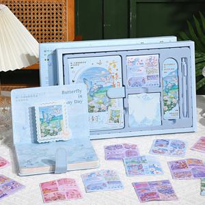 페인팅 불렛 저널 키트 모조 입체 나비 노트북 스티커 펜 북마크 및 스티커 포함 문구류 용품