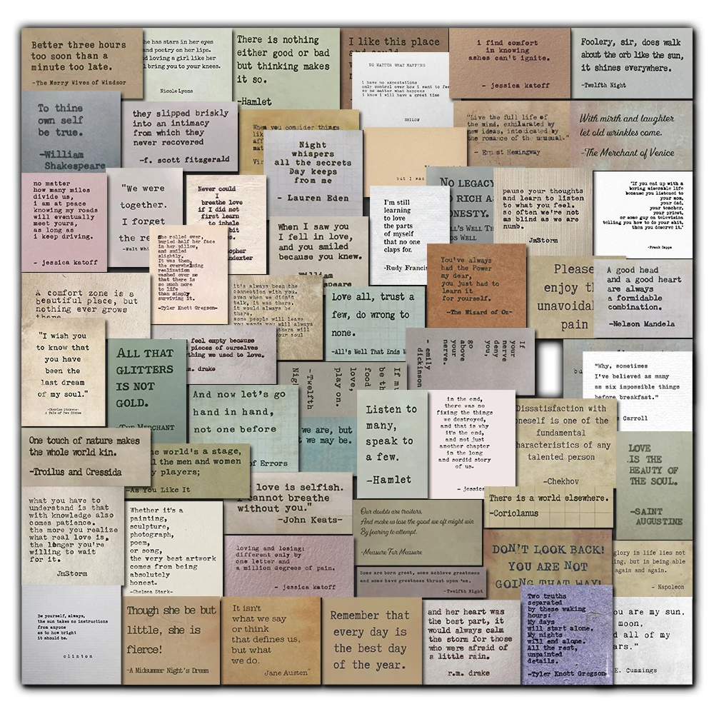 60PCS 유명한 따옴표 레트로 철학 스티커 빈티지 DIY 어린이 노트북 수하물 오토바이 노트북 냉장고 데칼