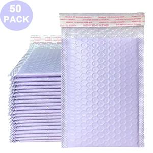 보라색 흰색 버블 메일러 50pcs 패딩 봉투 지 플락 가방 포장 가방 비즈니스 Mylar 가방 배송 포장 18x23cm